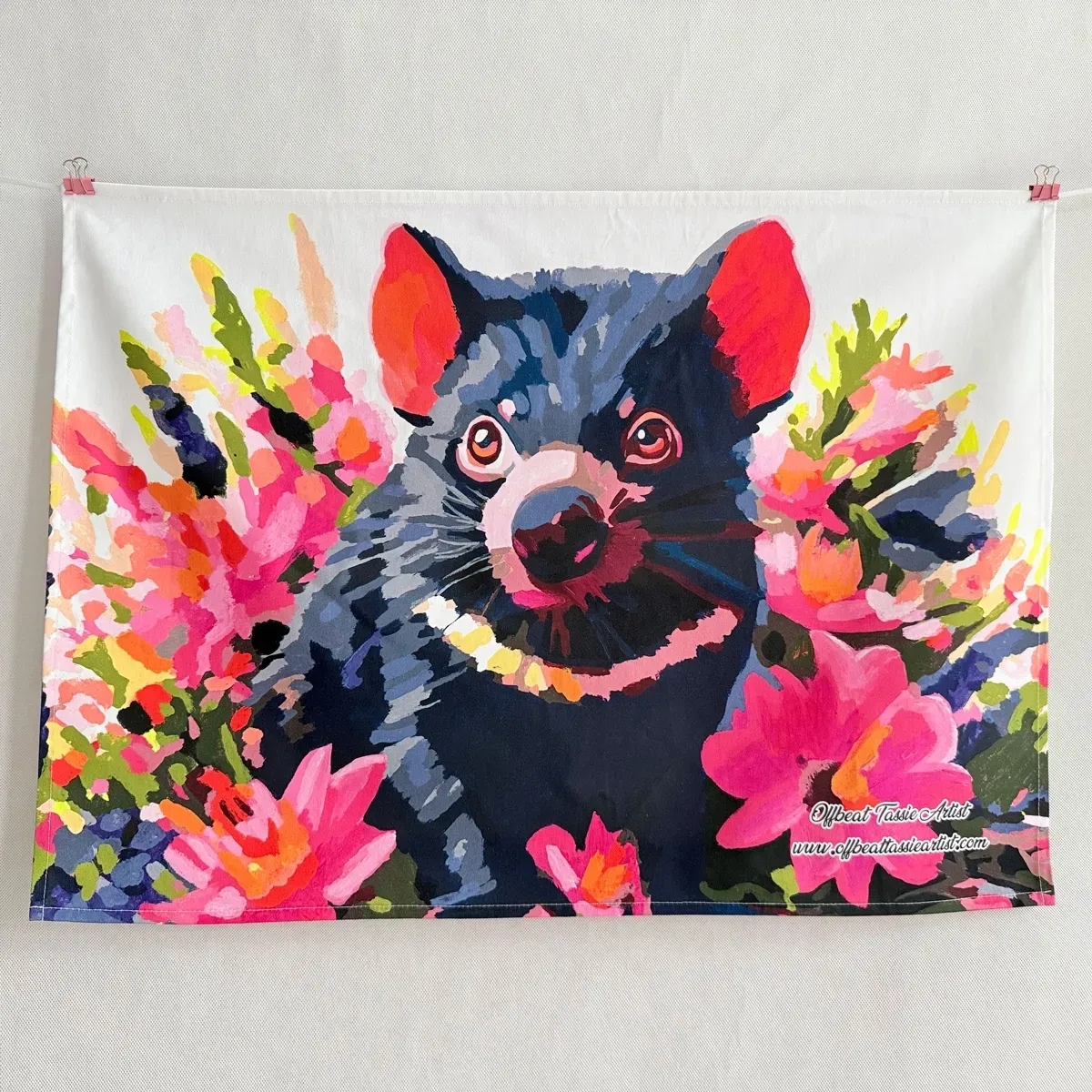 Flower Devil Tea Towel